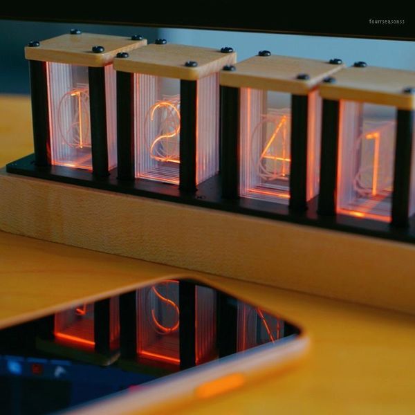 

pseudo glow tube clock led lighting digital transparent luminous retro simple watch home living room drop desk & table clocks1