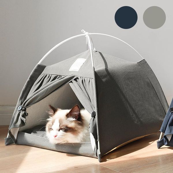 

cat beds & furniture pet tent bed house portable teepee washable puppy indoor outdoor kennels winter summer kitten cave