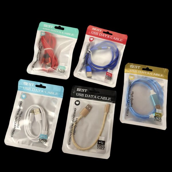 Sacos de plástico OPP Zip Lock Hang Hole Poly Packages Pouch For Mobile Phone Earphone USB Cable Charger Accessories Retail Packing