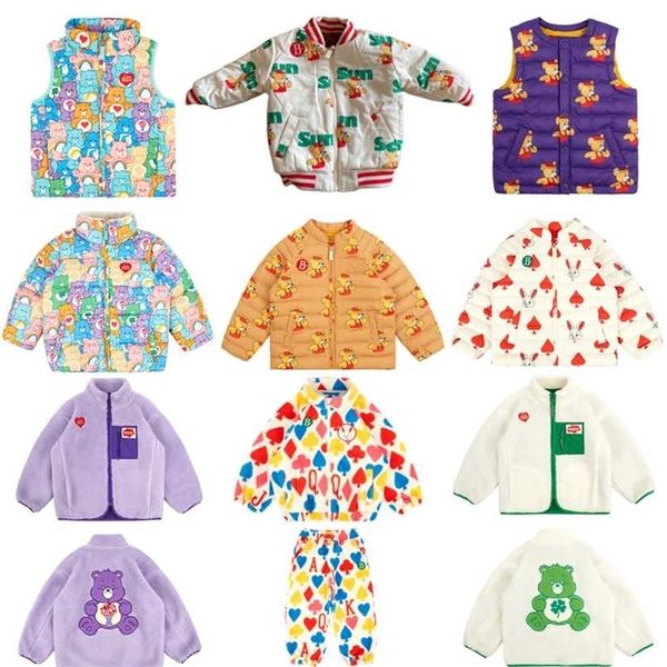 

brand winter kids thick coat for girls boys cute bear print warm jacket baby todderl cotton outwear snowsuit 211203, Blue;gray