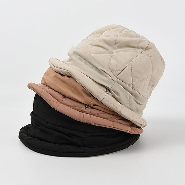 

casual ing hats for women autumn winter bucket hat portable foldable polyester solid color windproof cap female, Blue;gray