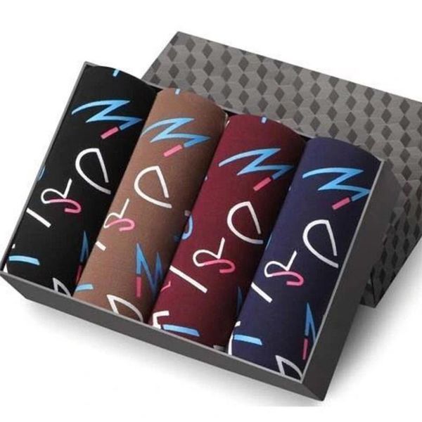 

underpants subeltie 4pcs/lot men underwear boxer shorts panties print brand men's breathable mid waist l-4xl, Black;white