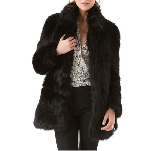 

women's coats office lady oversize faux fur coat black colour ladies keep warm full pelt thick overwear casual 211207
