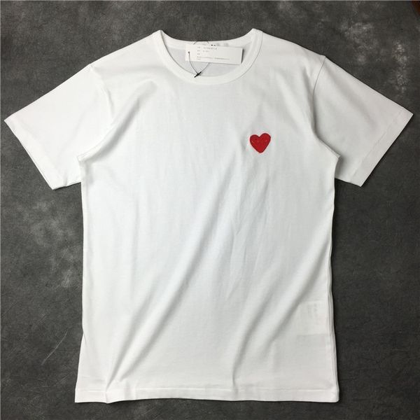 

24 color fashion men designer play t shirt high quanlity red heart t-shirt commes casual women des badge garcons cotton embroidery short sle, White;black