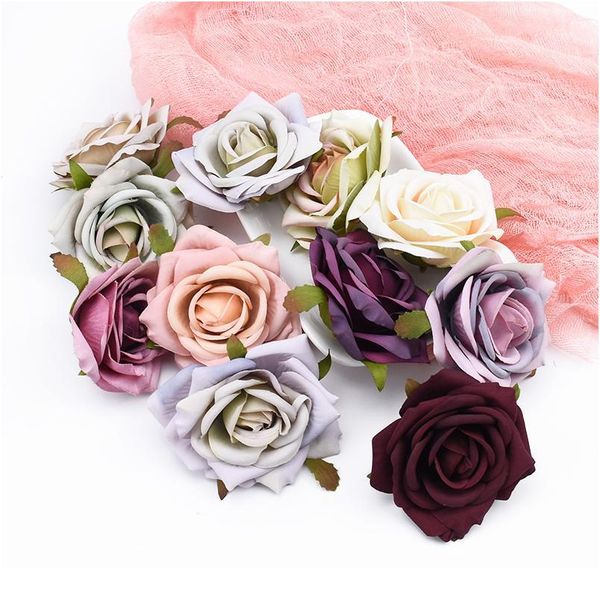 

2pcs silk roses heads artificial plants diy gifts box pompons christmas wreath wedding party home decoration scra jllulb