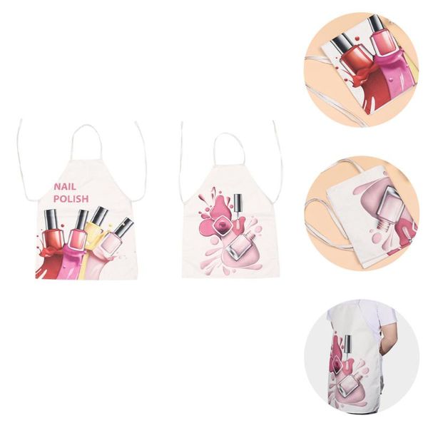

aprons 2pcs creative nail polish printing apron kitchen cooking adorable