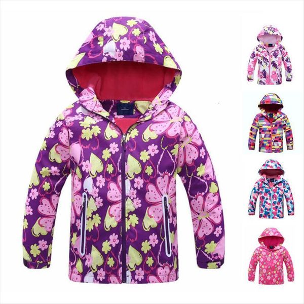 

windbreaker girls jacket for child hooded spring flower polar fleece outerwear coat 3 12t kids jackets, Blue;gray