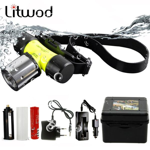 

litwod z20 d6800 diving headlamp headlight underwater 50m waterpoof xm-l t6 head lamp 4000 lumen head for swimming