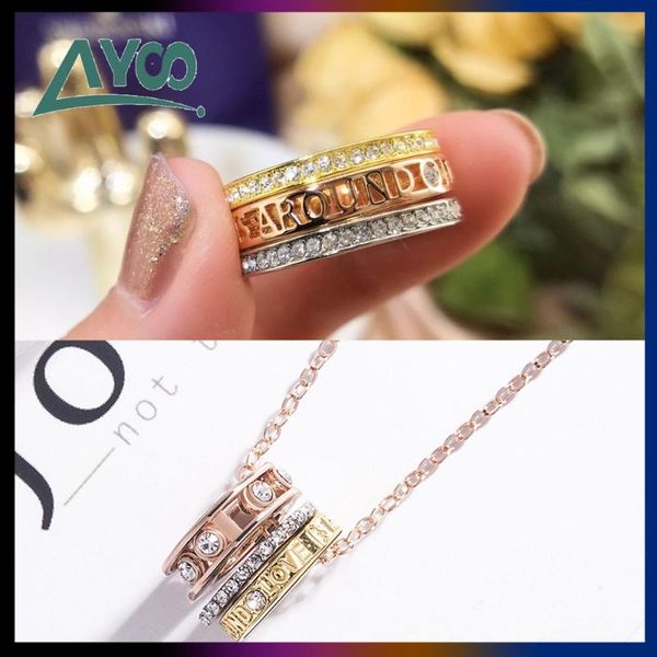 

pendant necklaces fashion jewelry swa classic charm three circles transit female necklace simple three-color clavicle chain romantic gift, Silver