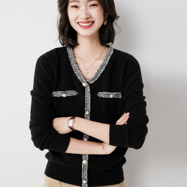 

women's knits & tees cardigan sweater xiaoxiangfeng long sleeve elegant cardilid goose fleece, spring and autumn, White