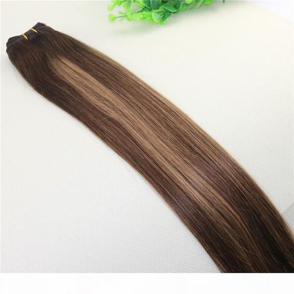

human hair weave ombre dye color brazilian virgin hair weft bundle extensions two tone 4#brown to #27 blonde, Black