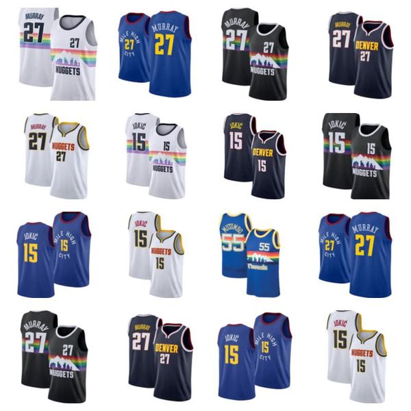 

basketball jersey15 nikola jokic27 jamal murray55 dikembe mutombobasketball jersey full stitched for mens, Black;red