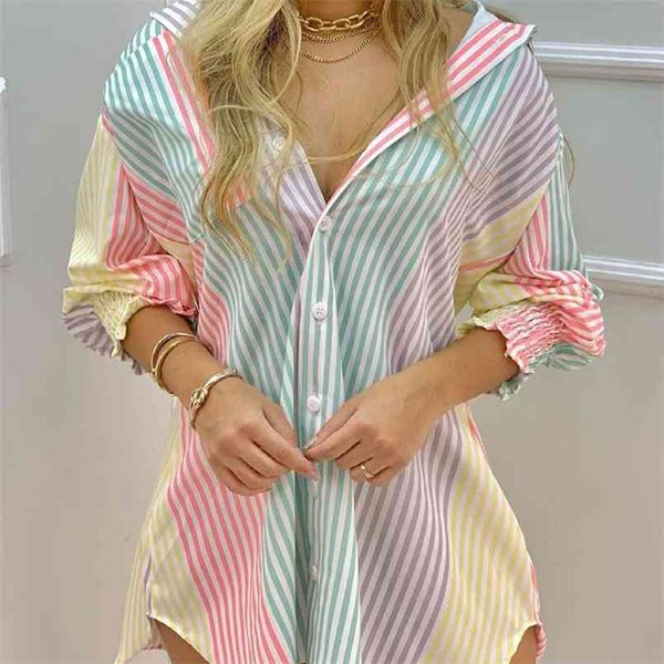 

women print ruched long sleeve irregular button shirt blouse dresses casual party beach mini dress vestidos robe femme 210915, Black;gray