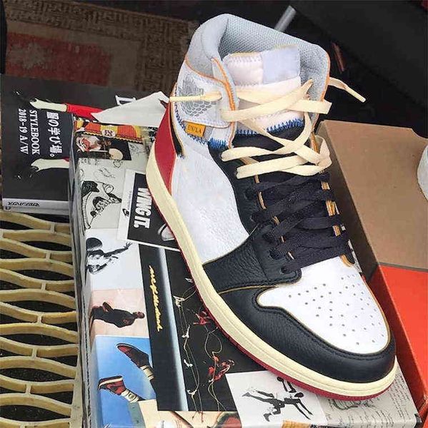 

2022 authentic union x high og nrg 1 los angeles black toe blue 1s mens athletic shoes sneakers with original box