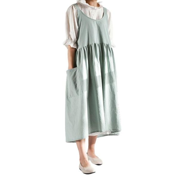 

cooking kitchen apron for woman female bib cotton linen dress cafe bbq aprons kitchen sleeveless cooking accessories