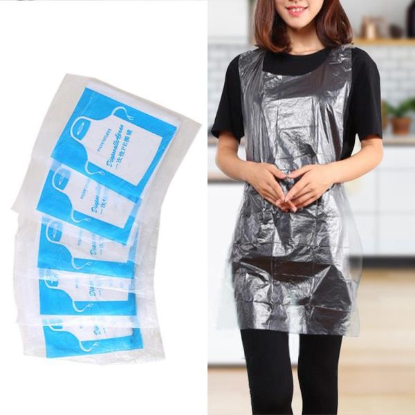

aprons 100pcs / hand disposable apron transparent plastic sanitary women's kitchen daily household