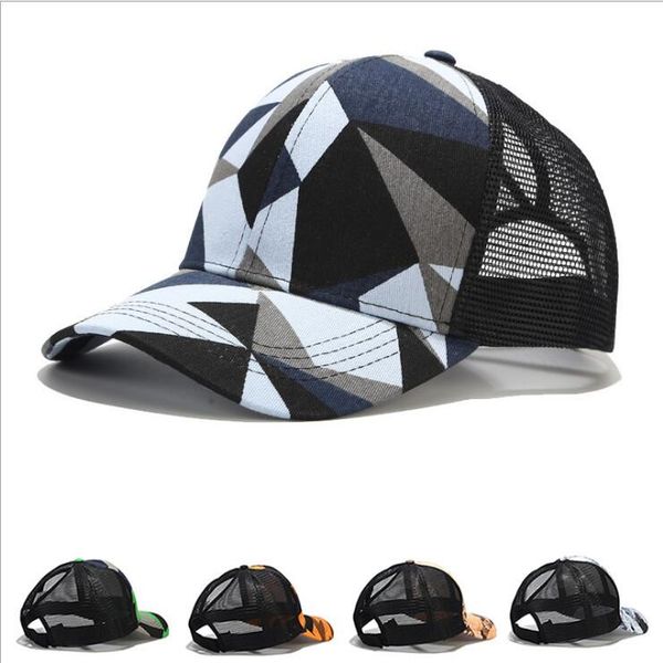 

camouflage hat men's summer outdoor casual baseball caps hats gsmb095 fashion trendy women's mesh ponytail painted hat ball cap, Blue;gray