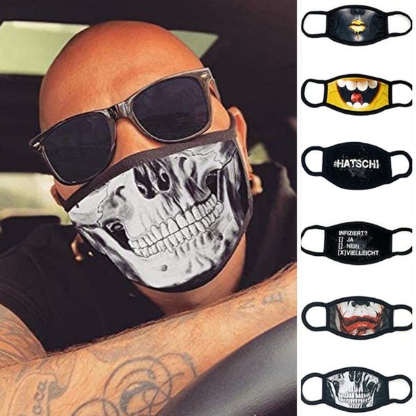 

factory outlet masks fashion skull print funny mask pure cotton men's and women's motorcycle punk 3d cartoon dust respirator