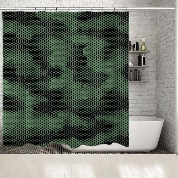 

shower curtains curtain octagon camouflage pattern soldier uniform fashion stylish floral artwork printed green black