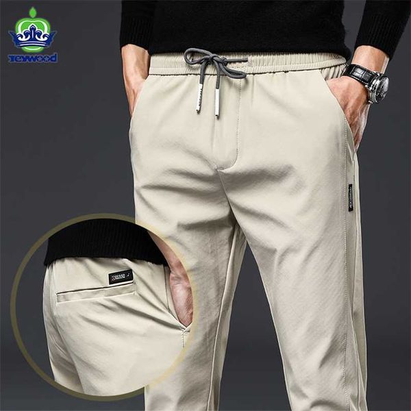 

jeywood brand autumn men's casual pants slim pant straight trousers male fashion stretch khaki jogging sweatpants plus size 38 211112, Black