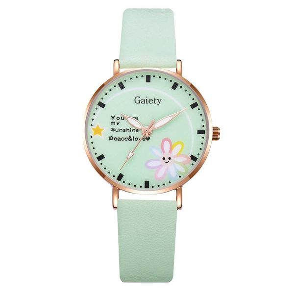 

wristwatches watch for women luxury fashion wrist watches macaron leather belt cartoon daisy bracelet set contain box ladies, Slivery;brown