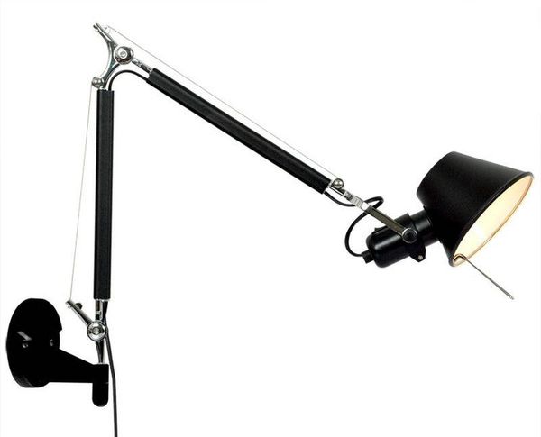 

wall lamp american industrial light black silver e27 rotatable long arm with switch for bedside study office living room