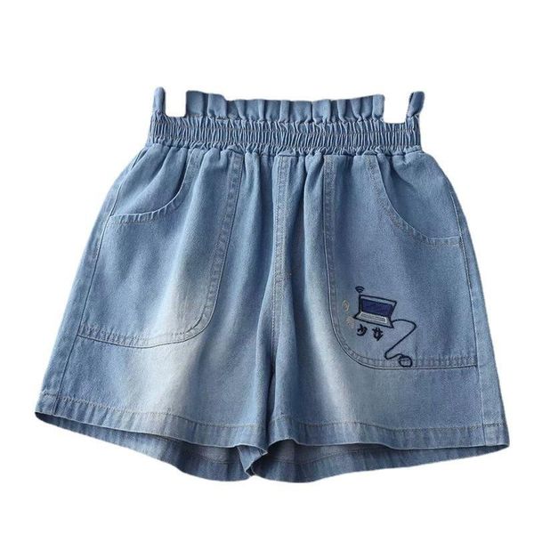

women's shorts harajuku cartoons printed womens girls elastic waist denim summer, White;black