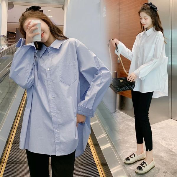 

maternity dresses 13388# dress summer cotton short sleeves loose stylish shirt pregnant women mom, White