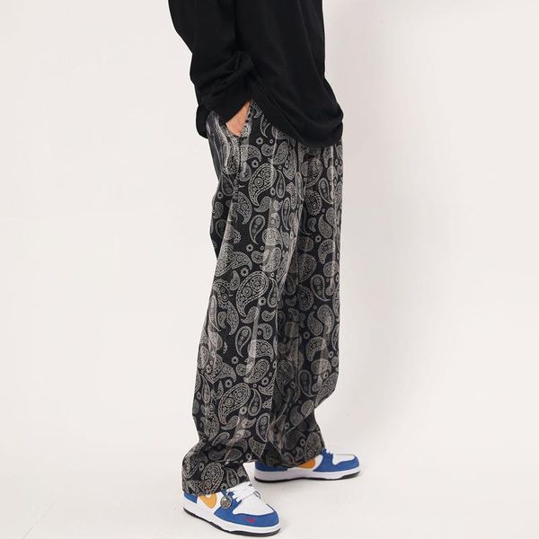 

men's pants eukaaru retro cashew blossom fashion black hip hop tie dyed straight casual streetwear trousers