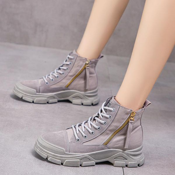 

boots autumn spring combat women canvas ankle hiker chunky army lace up thick sole military platform ladies, Black