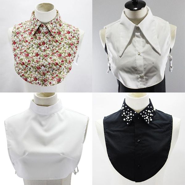 

43 styles fake collar stand lapel shirt detachable collar women vintage lace floral false half shirt blouse faux col, Black;gray