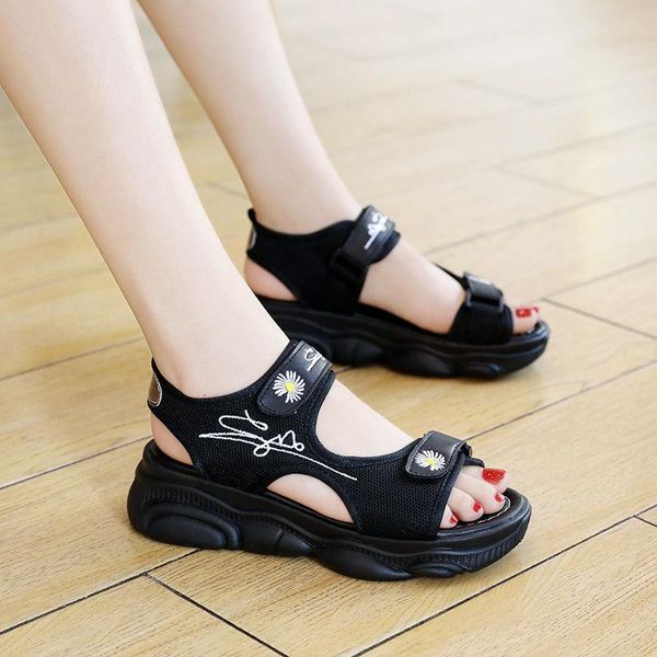 

sandals shoes women slippers 2021 summer red fashion soled sports sandales femmes, Black