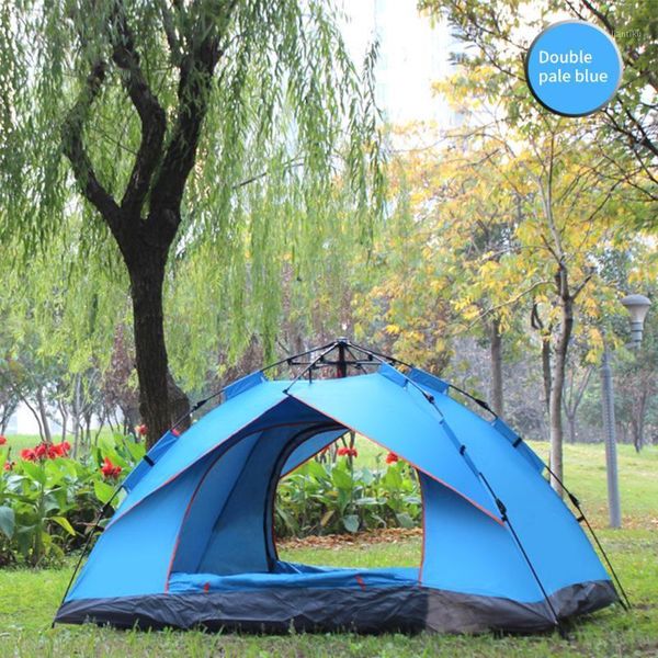 

tents and shelters throw up camping tent 3-4 person outdoor automatic double doors large family waterproof hiking1