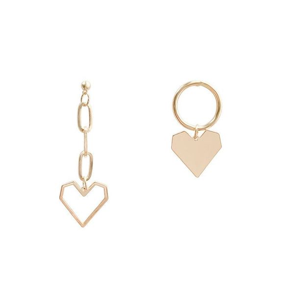 

luxury s925 silver needle asymmetric love earrings women's retro port style high sense network red earrings 2021 new trend