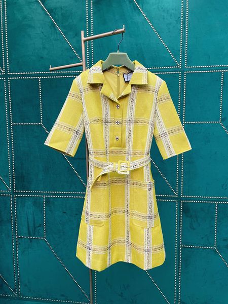 

new plaid worsted wool belt dress, Black;gray