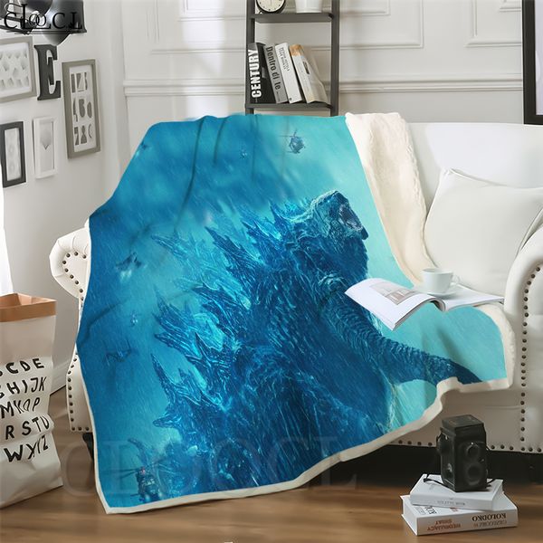 

cloocl movie godzilla 3d print street style air conditioning blanket sofa teens bedding throw blankets plush quilt