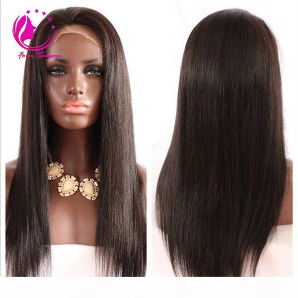 

unprocessed lace front wig glueless silky straight human hair full lace wig for black women brazilian virgin human hair wig, Black;brown