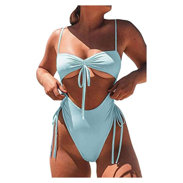 

women's swimwear 2021 bikinis push up bandage padded onepiece bathing suit bikini set swimsuit femme, White;black