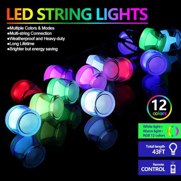 

strings 1pc led string lights 43ft rgb 14led bulb fairy with remote for bedroom party wedding outdoor garden decor