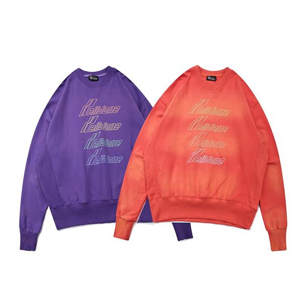

men's hoodies & sweatshirts we11done round neck long sleeve men women 1:1 quality fabric loose casual oversized well done tie-dye sleev, Black