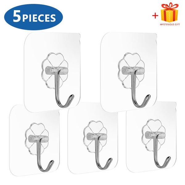 

hooks & rails 5/10/20pcs dhesive premium transparent self adhesive wall mount holder for kitchen bathroom
