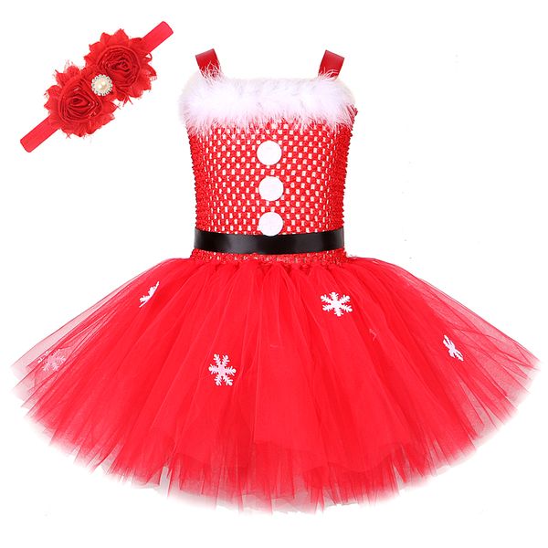 Abito natalizio per bambina per bambini Costumi di Babbo Natale per ragazze Abiti di capodanno con fascia per capelli Abiti natalizi per bambini 210303