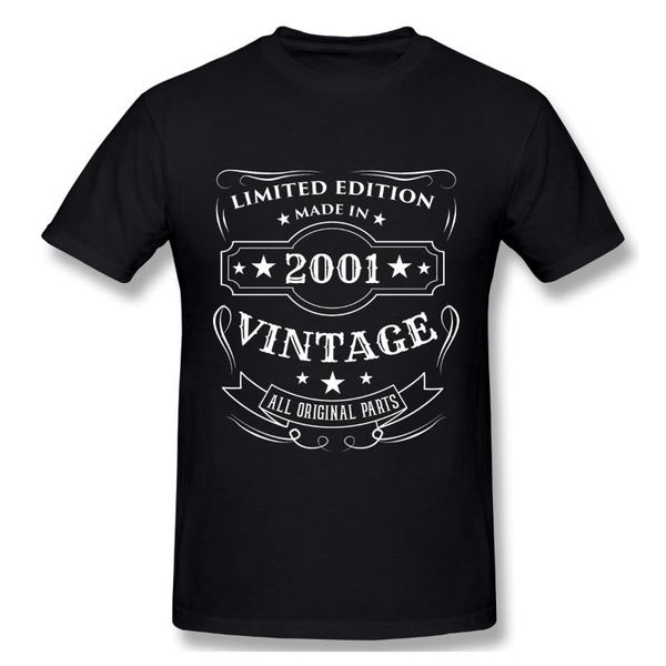 

men's t-shirts limited edition made in 2001 vintage birthday gift t shirt man woman, White;black