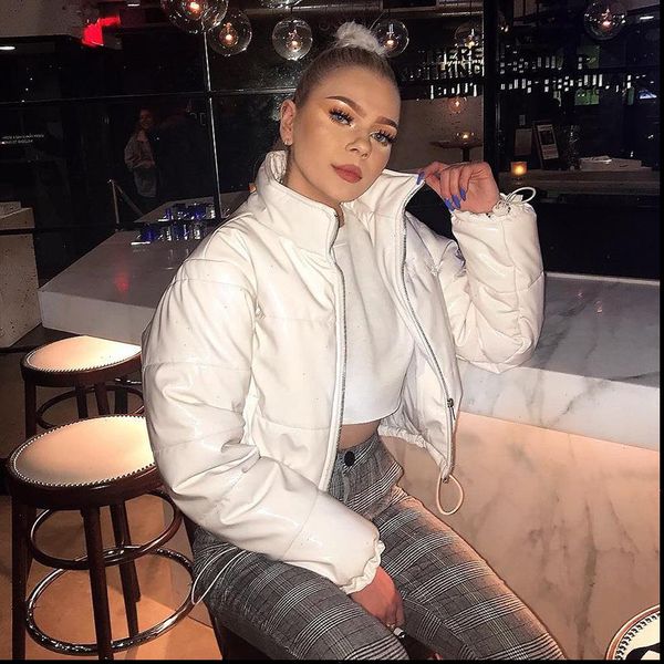 

black white winter wear puffer jacket women bubble coat 2021 clothes cute parka ladies outerwear crop coats and jackets