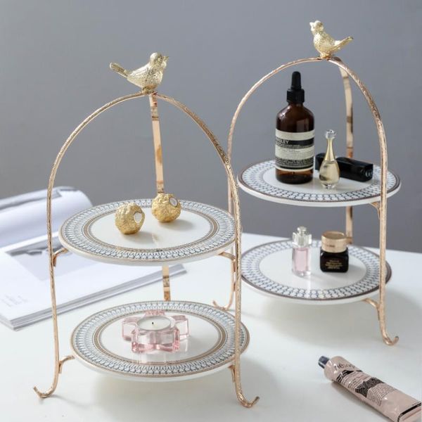 

dishes & plates european luxury cake stand dinner serving tray rack fruit living room golden candy dessert plate home assiette tableware df5