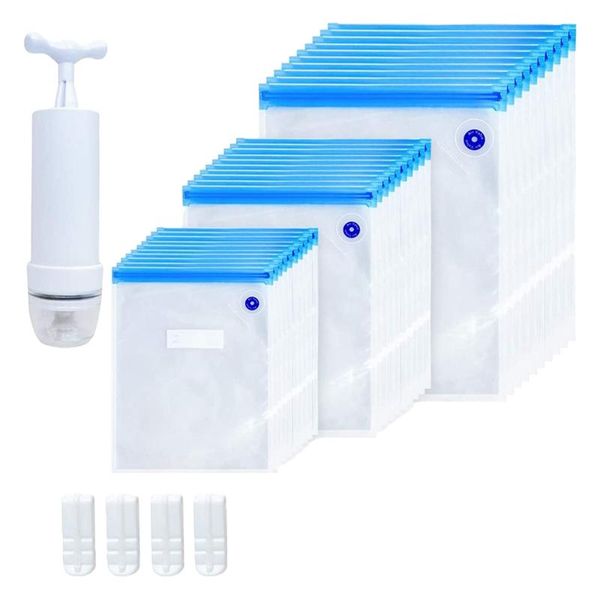 

sous vide bags 35pack reusable electric vacuum storage save sealer cooker with 1 hand pump,3 size sealed bag,4 clip