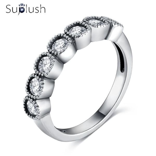 

wedding rings suplush 2021 wholesale brand for women elegant queen ring round cut cubic zirconia inlayed, Slivery;golden