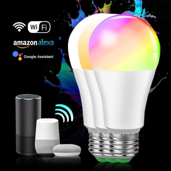 

dimmable e27/b22 led bulb wifi smart bulb light 85-265v home intelligent lamp rgb led lamp lighting for under kitchen cabinets