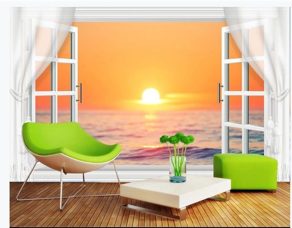 

wallpapers custom po wallpaper 3d mural for living room beautiful warm window scenery seaside snow mountain tv background wall