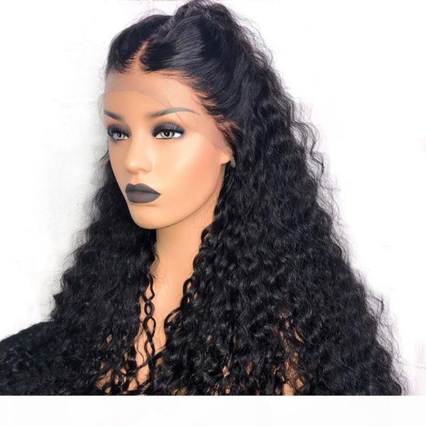 

deep wave remy lace wig hd transparent lace for black women preplucked glueless deep curly brazilian full lace human hair wigs bleached knot, Black;brown